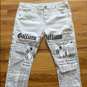 Newspaper Printed Cotton Straight Leg Jeans